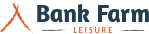 Logo for Bank Farm Leisure, featuring a stylised orange tent symbol and the text "Bank Farm" with "LEISURE" in smaller text below.